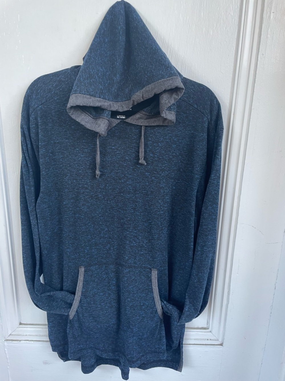 Straight Faded Long Sleeve Hooded High-Low Shirt